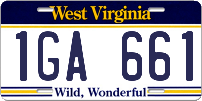 WV license plate 1GA661