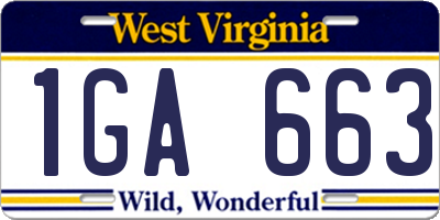 WV license plate 1GA663