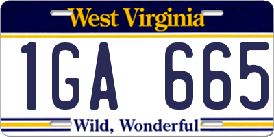 WV license plate 1GA665