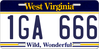 WV license plate 1GA666