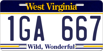 WV license plate 1GA667