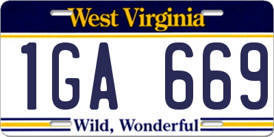 WV license plate 1GA669