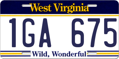 WV license plate 1GA675