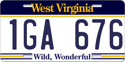 WV license plate 1GA676