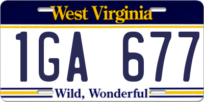 WV license plate 1GA677
