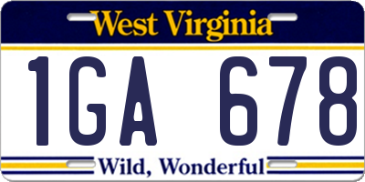 WV license plate 1GA678