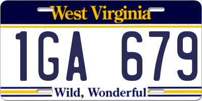 WV license plate 1GA679