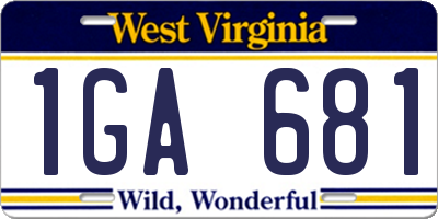 WV license plate 1GA681