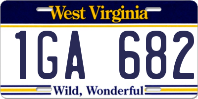 WV license plate 1GA682