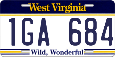 WV license plate 1GA684