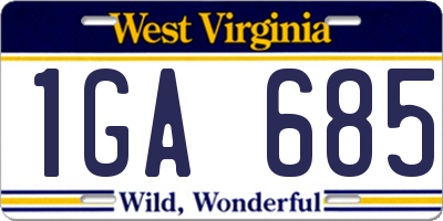 WV license plate 1GA685