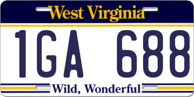 WV license plate 1GA688