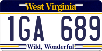 WV license plate 1GA689