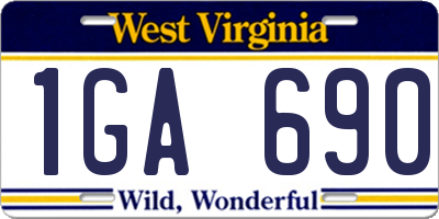 WV license plate 1GA690