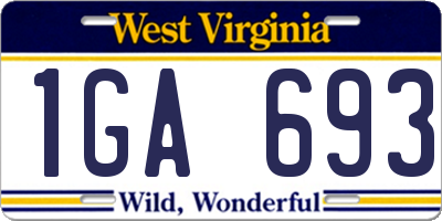 WV license plate 1GA693