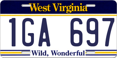 WV license plate 1GA697