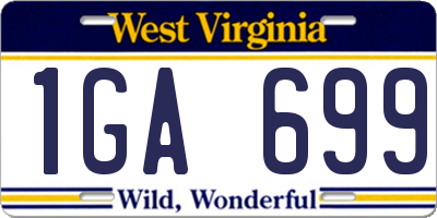 WV license plate 1GA699