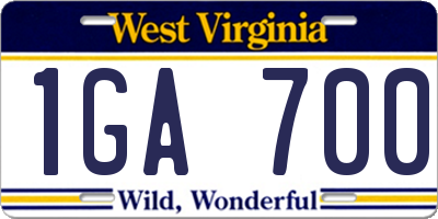 WV license plate 1GA700