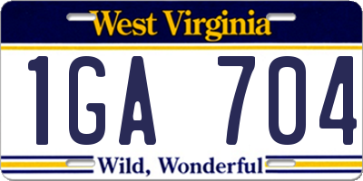 WV license plate 1GA704