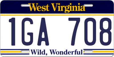 WV license plate 1GA708