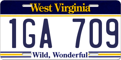 WV license plate 1GA709