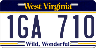 WV license plate 1GA710