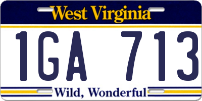 WV license plate 1GA713