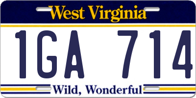WV license plate 1GA714