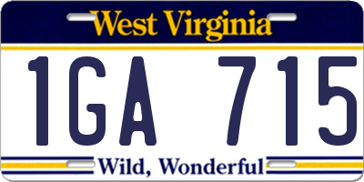 WV license plate 1GA715