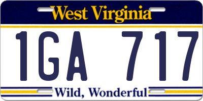 WV license plate 1GA717