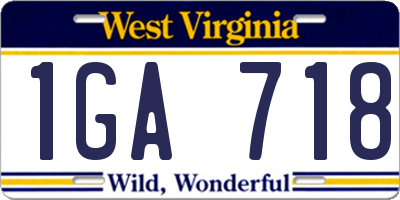 WV license plate 1GA718