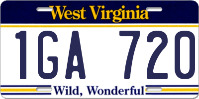 WV license plate 1GA720