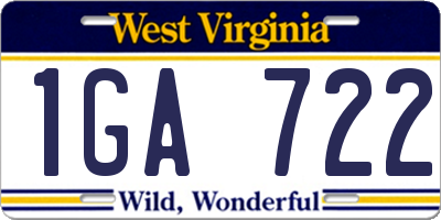 WV license plate 1GA722