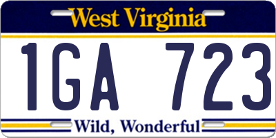 WV license plate 1GA723