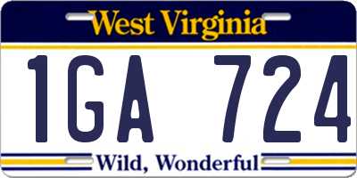 WV license plate 1GA724