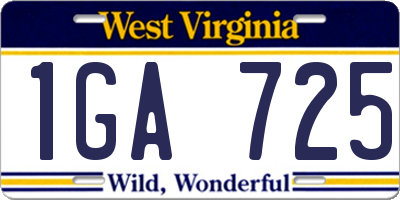 WV license plate 1GA725