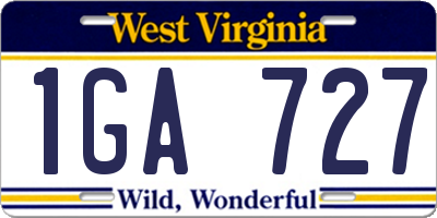 WV license plate 1GA727
