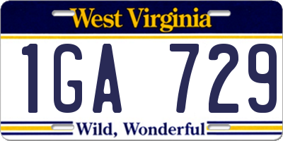 WV license plate 1GA729