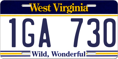 WV license plate 1GA730