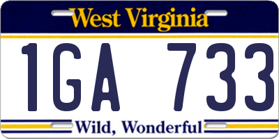 WV license plate 1GA733