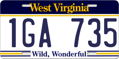 WV license plate 1GA735