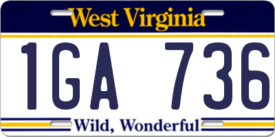 WV license plate 1GA736
