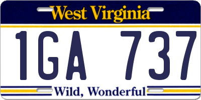 WV license plate 1GA737