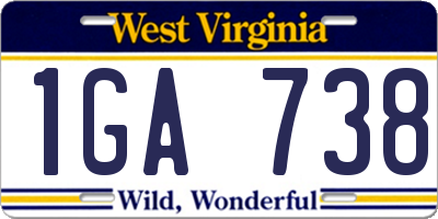 WV license plate 1GA738