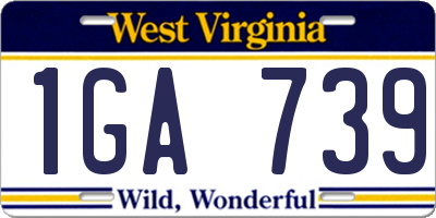 WV license plate 1GA739