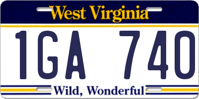WV license plate 1GA740