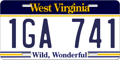 WV license plate 1GA741
