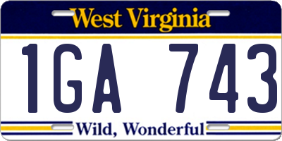 WV license plate 1GA743