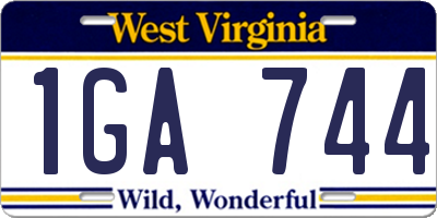 WV license plate 1GA744