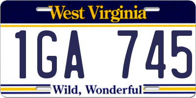 WV license plate 1GA745